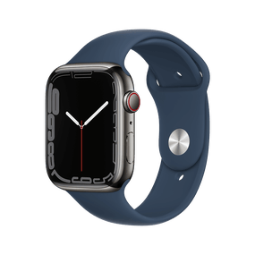 Apple Watch Series 7 Graphite Stainless Case with Abyss Blue Sport Band