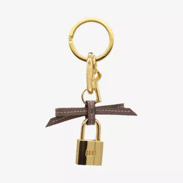 Lalage Beaumont Bow and Padlock Orinoco Croc Key Chain — view 1